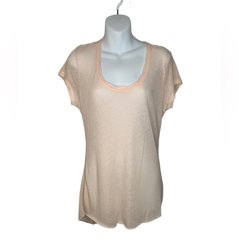Rag & Bone / Knit Light Peach T Shirt High/Low Split Hem Size Medium